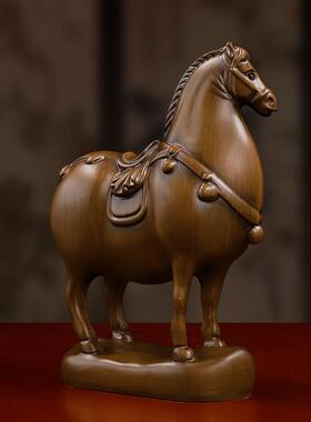 新款上市木纹精美唐马摆件中式风格办公桌可爱摆件促销活动礼品