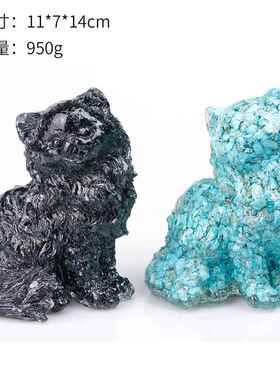 斯植绒猫卧室波书猫桌餐厅电视晶柜桌面WCV可爱站立动物水装饰摆