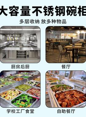 不锈钢橱柜四门碗柜保洁柜立柜餐具柜储物柜商用家用厨房定做304