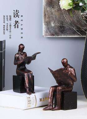 读书者雕塑术品人DVI物雕艺像摆件意玄关客厅办小公摆件欧式风创