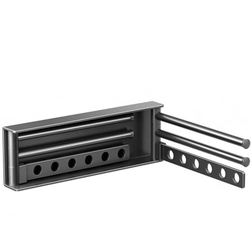 阳台免打孔晾衣杆晒衣服家用式多功能壁挂隐形晾衣架架子折叠 - 图3