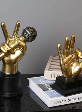 跨境欧式复古点赞胜利手势手指模型树脂摆件办公室酒柜电视柜装饰