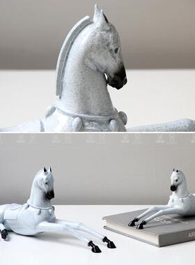 现代简约新中式创意合金铸造马摆件样板房酒店大厅书房装饰柜饰品