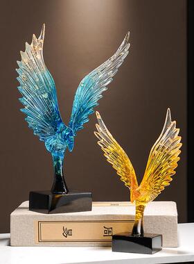 大鹏展翅飞鹰摆件高档办公室柜装饰品客厅酒柜电视柜摆设现代简约