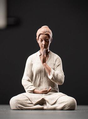 久造创意陶瓷中国风美女人物摆件禅意鱼缸造景家居客厅中式装饰品