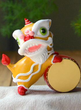 创意可爱的中国风饰品舞狮娃娃手工国风小饰品醒狮开门红生日礼物