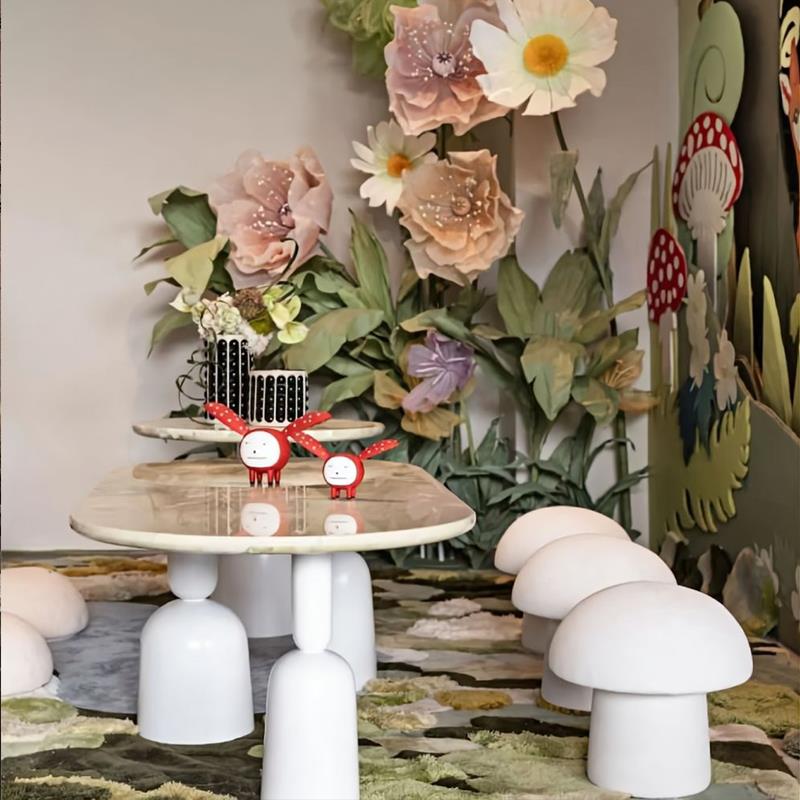 Children's tables and chairs on the elevated floor of the sales department, hotel, high-end community bookstore, reading area, handmade painting table, study table