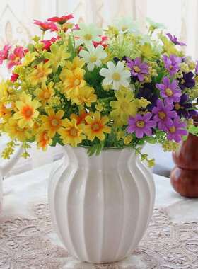 仿真玫瑰花束假花干花客厅摆设餐桌盆栽插花塑料花绢花艺摆赵之周