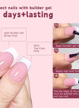 French Gel Nail Tips - French Tip Press on Nails Pink Medium