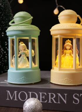 童话公主六角风灯厂家直销客厅卧室少女房音乐灯光氛围装饰品摆件