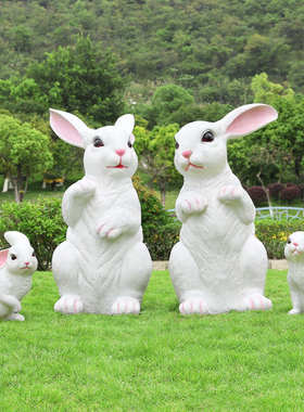 户外花园庭院仿真兔子雕塑景区幼儿园草坪小白兔造景装饰小品摆件