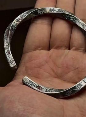 天蓬尺手镯个性气质时尚百搭高级感小众设计潮流复古做旧手镯男款