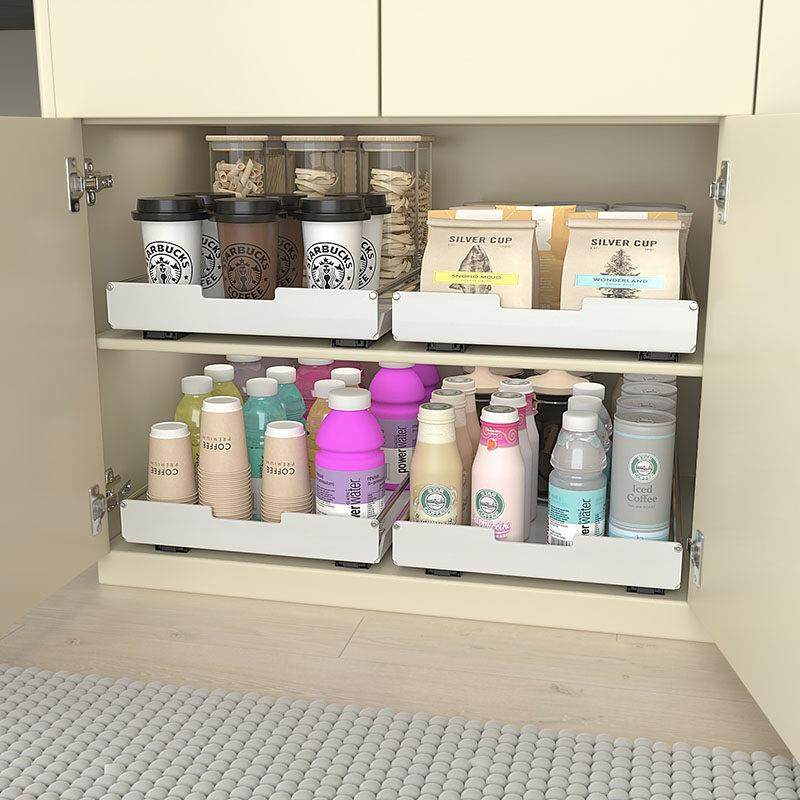 环保边柜自制拉篮橱柜改造带轨道抽屉托盘免打孔零食储物PP收纳盒,淘宝优惠券,粉丝福利购,淘宝优惠卷