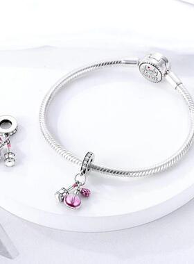 Genuine 925 Sterling Silver Pink Perfume Charms Fit Original