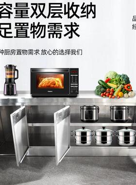 不锈钢橱柜商用厨房整体焊推拉门带储物厨房橱柜操作台加厚橱柜