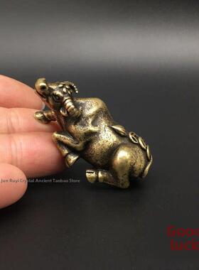 实心铜生肖牛铜牛小牛铜柄片镇纸浣熊牛镇纸小水牛装饰品