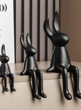 解压创意坐姿长耳兔摆件高级感轻奢客厅电视柜酒柜玄关家居装饰品