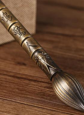 正品黄铜笔一挂摆件鸣惊人随身状元笔和笔毛件书房办公室装饰