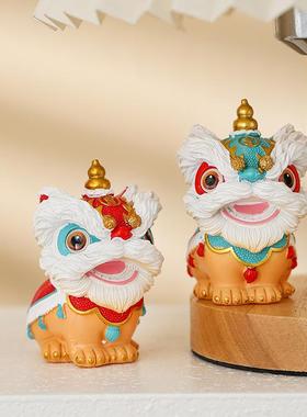 新中式国潮风招财进宝醒狮摆件茶宠汽车桌面装饰可爱家居饰品送礼