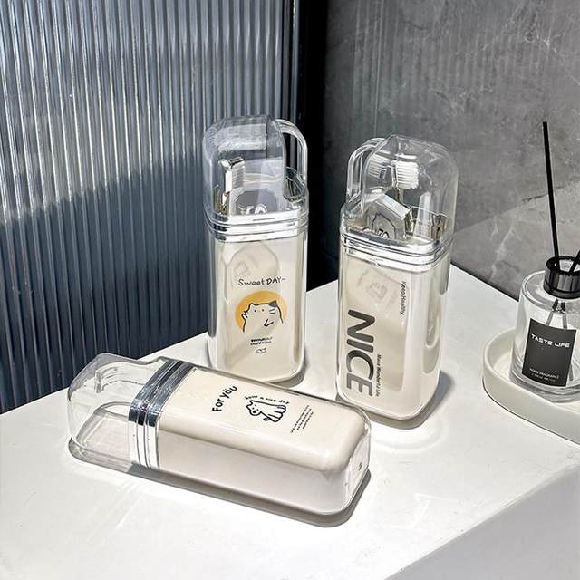 Travel and business trip toilet cup portable toothbrush storage box three-in-one mouthwash cup brush teeth tooth gargle cup set