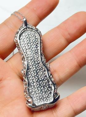 冰透绿玉髓站观音吊坠绿玛瑙玉观音项链坠男女通用款豪华镶嵌