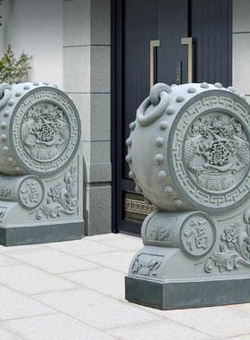 口石然雕大象门墩抱鼓石对天一青CJH石别墅花园酒店门家用门当摆