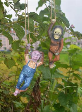 新款直销跨境欧美花园小猴子挂件树脂工艺品摆件户外庭院动物雕塑