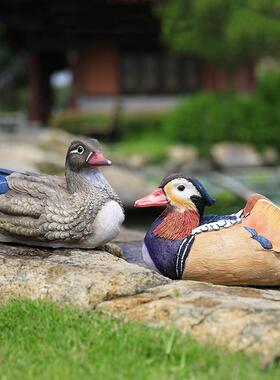 假山水池模拟漂浮鸳鸯饰品树脂饰品户外鱼塘装饰景观园林庭院装饰