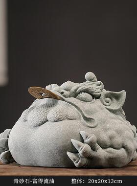 正品式创意吉物招财金观蟾中桌面装饰祥品三足蟾蜍家居景摆设茶宠