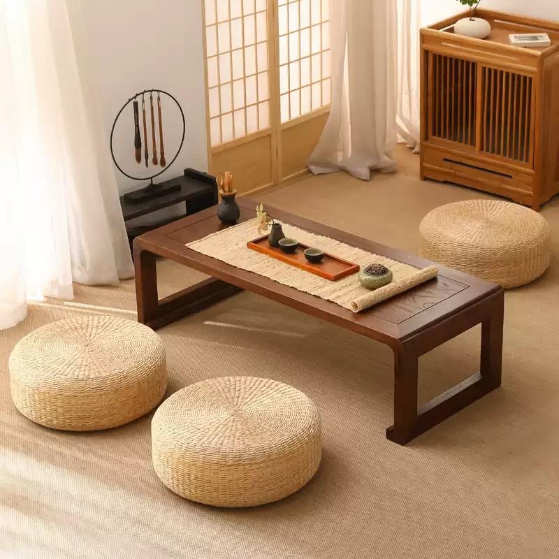 Floor, outdoor, futon, cushion, ancient style, Chinese-style straw mat, meditation, round bay window, meditation
