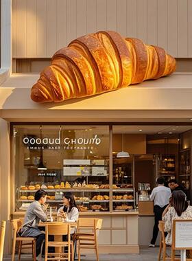 仿真可颂面包模型烘培店门头招牛角包羊角包雕塑立体发光大灯箱