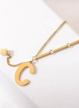 Fashion 26 Tassel Letter Pendant Titanium Steel Necklace项炼