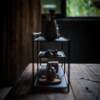 Iron tea shed black Bogu rack tea Japanese tea shed storage table display art rack tea room tea space tea set cabinet