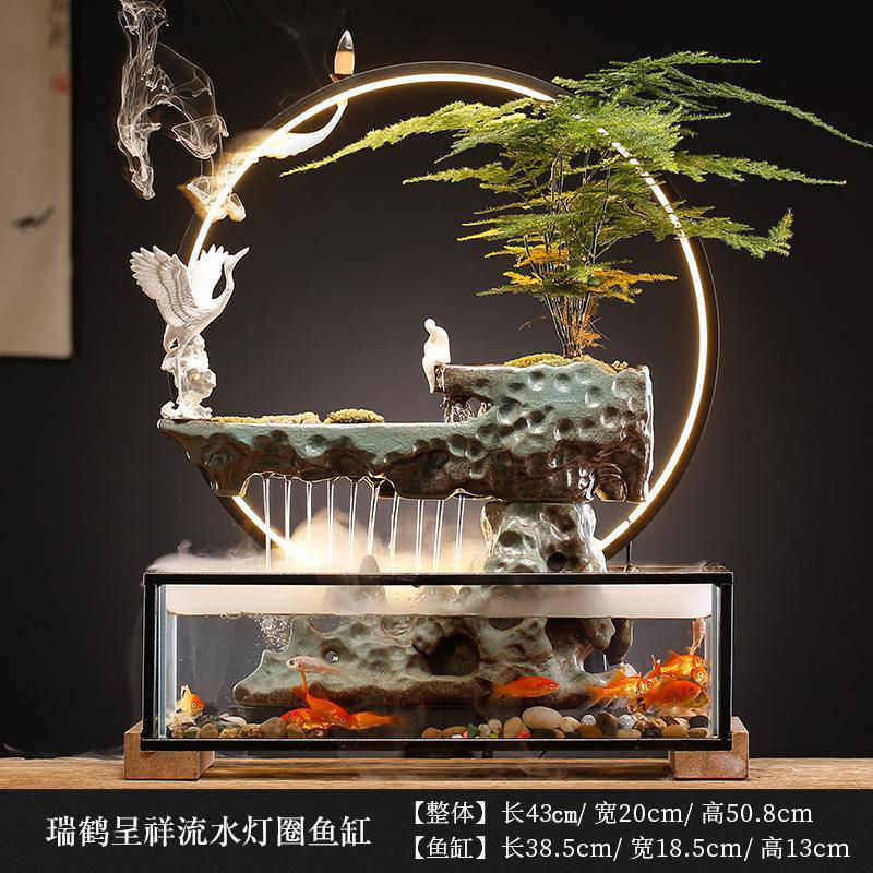 乔迁开业礼品创意流水玻璃鱼缸造景禅意摆件书房办公桌面森升,淘宝优惠券,粉丝福利购,淘宝优惠卷