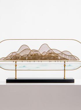 新中式工艺摆件金属亚克力客厅玄关酒柜博古架摆设样板间软装饰品