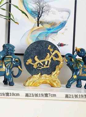高档招财大象摆乔件饰一对家居装品欧式客厅玄吉关酒柜祥迁结婚送