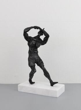 新中式创意金属人摆件物样板房办公室桌面工艺品 家居装饰品