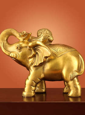 招财大象摆件一对 纯铜吸水象客厅家居装饰品办公室乔迁开业礼品