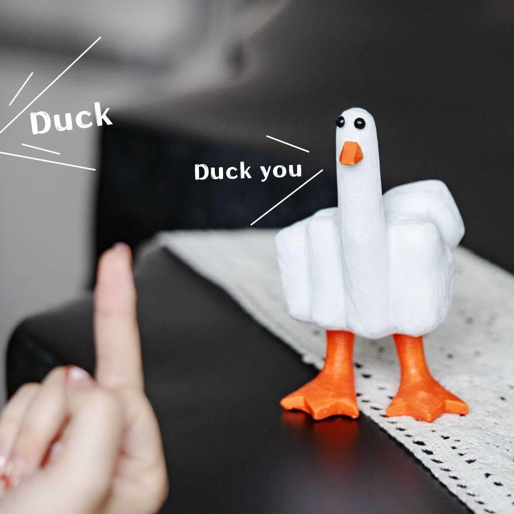 "duck you"竖中指鸭 创意树脂桌面搞怪摆件 送朋友同学 - 图1