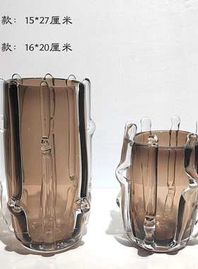 轻奢现代简约琉璃玻璃花瓶样板间售楼处酒店客厅家居餐桌玄关摆件