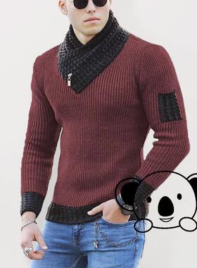 E 66516 Men's Knit Sweater with Scarf Collar 针织毛衣