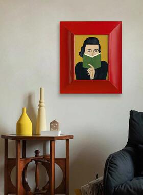 红色现代简约高级小众装饰画客厅沙发背景墙挂画实木烤漆餐柜壁画
