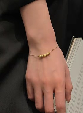 转运珠五福临门锁骨黄金项链项链