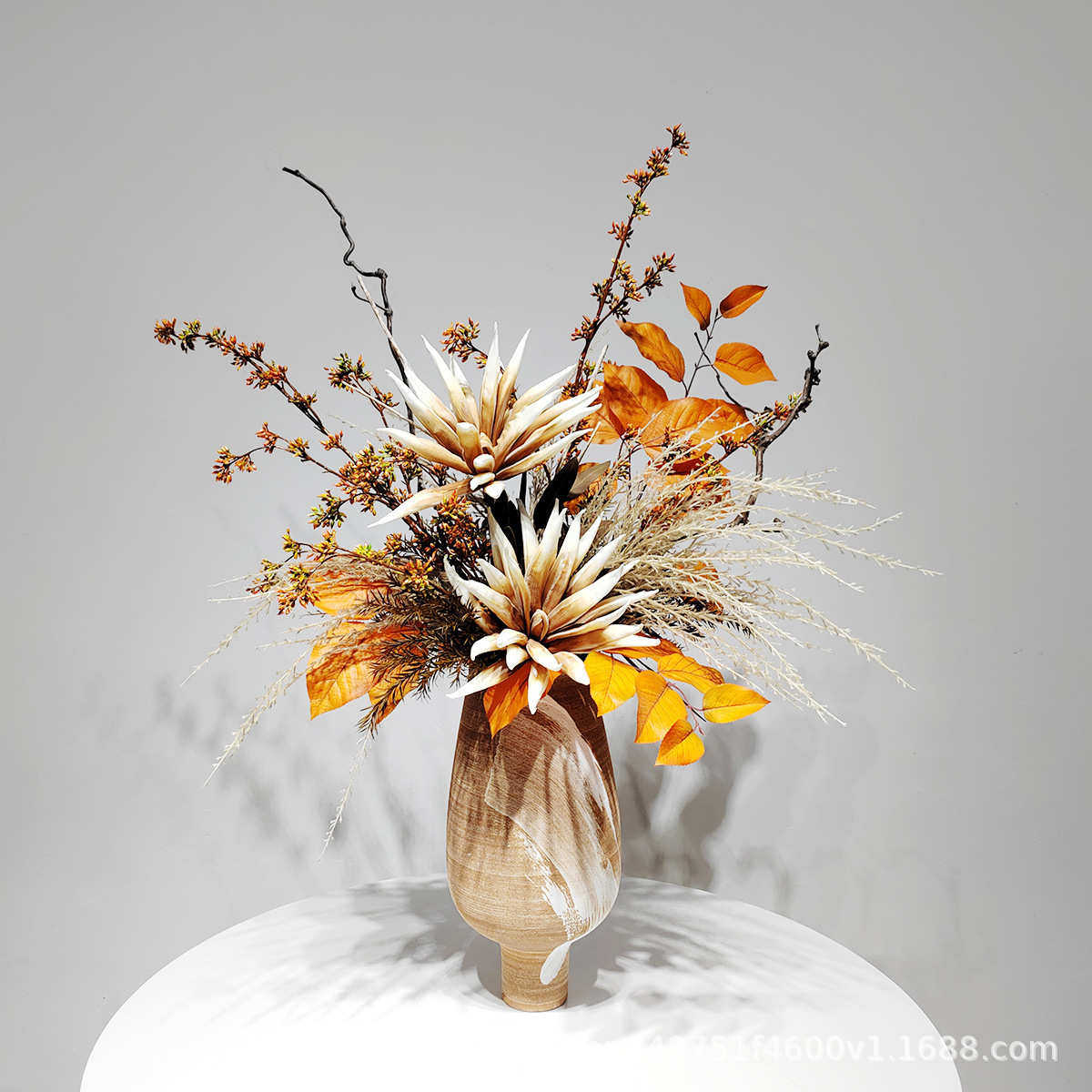 新中式餐桌摆花样板房茶室角几假花摆设饭店家具桌面仿真花艺摆件,淘宝优惠券,粉丝福利购,淘宝优惠卷