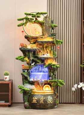 假山流水招财落地摆件客厅生财喷泉风水轮鱼池高山盆景加湿器景观