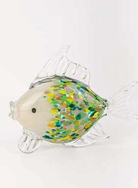 北欧简约玻璃鱼摆件纯手工琉璃鱼电视柜桌面玄关客厅工艺品摆设