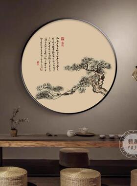 见山玄关装饰画中式禅意入户正对门挂画led带灯字画走廊过道壁画
