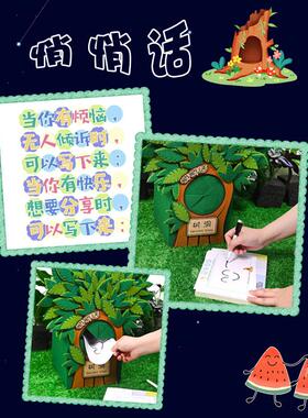 幼儿园小学美工区中大班自制教玩具区角倾听表征创意悄悄话树洞
