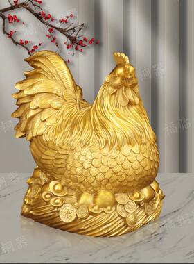 纯黄铜母鸡金鸡下金蛋生肖鸡铜摆饰室内办公室吉祥母子鸡装饰摆放