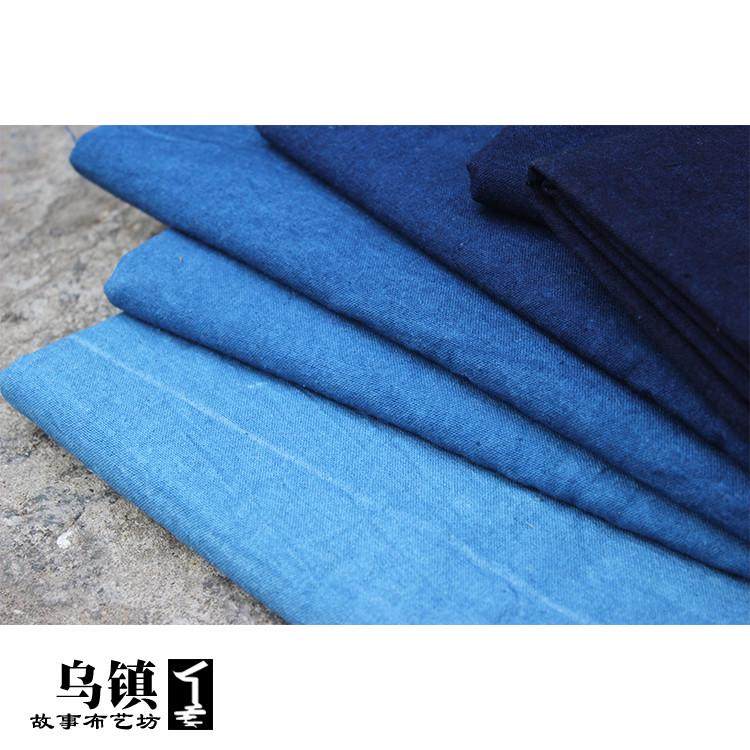 手工靛蓝染纯棉桌布茶席刺子绣植物草木染DIY拼蜡染老粗土布面萍,淘宝优惠券,粉丝福利购,淘宝优惠卷